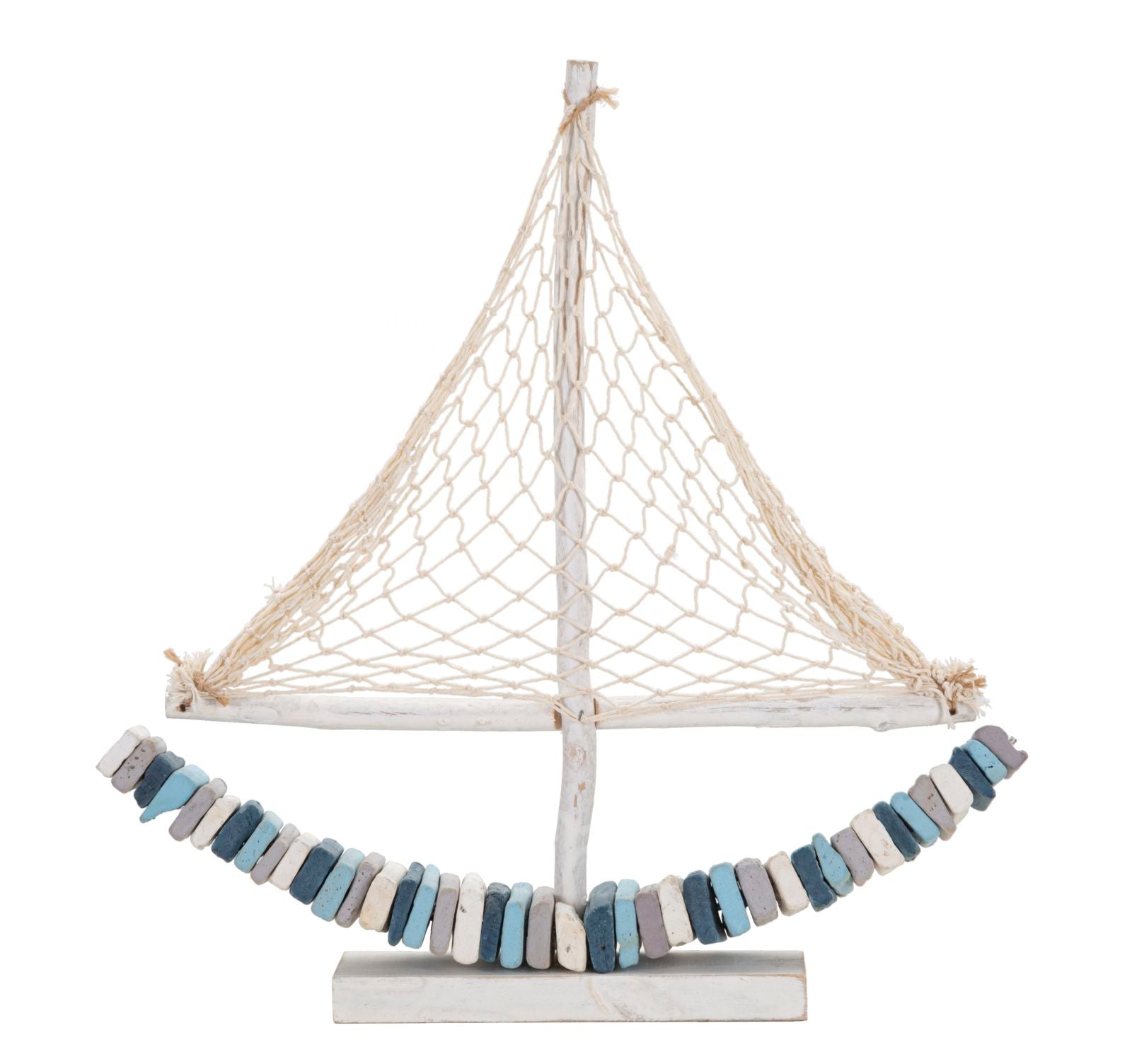 Escultura de Barco à Vela em Madeira MODERN – Multicolor