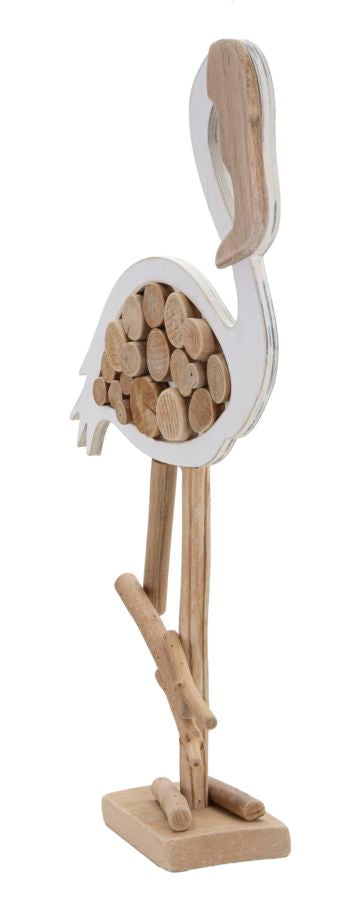 Escultura Moderna em Forma de Flamingo – Branco, Natural