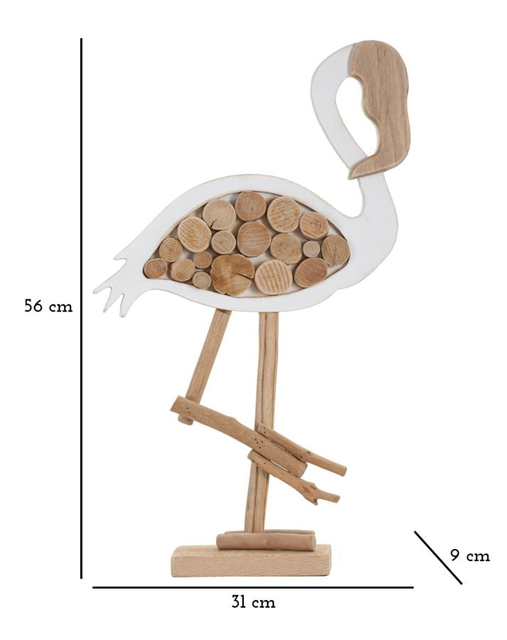 Escultura Moderna em Forma de Flamingo – Branco, Natural
