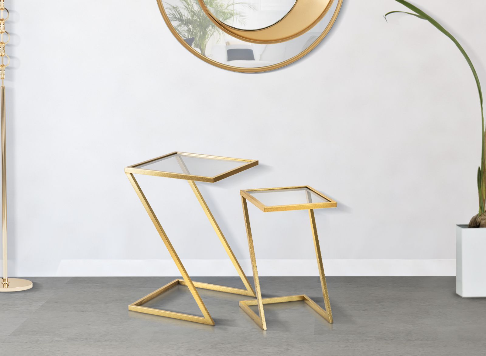 Par de Mesas de Centro GLAM – Dourado