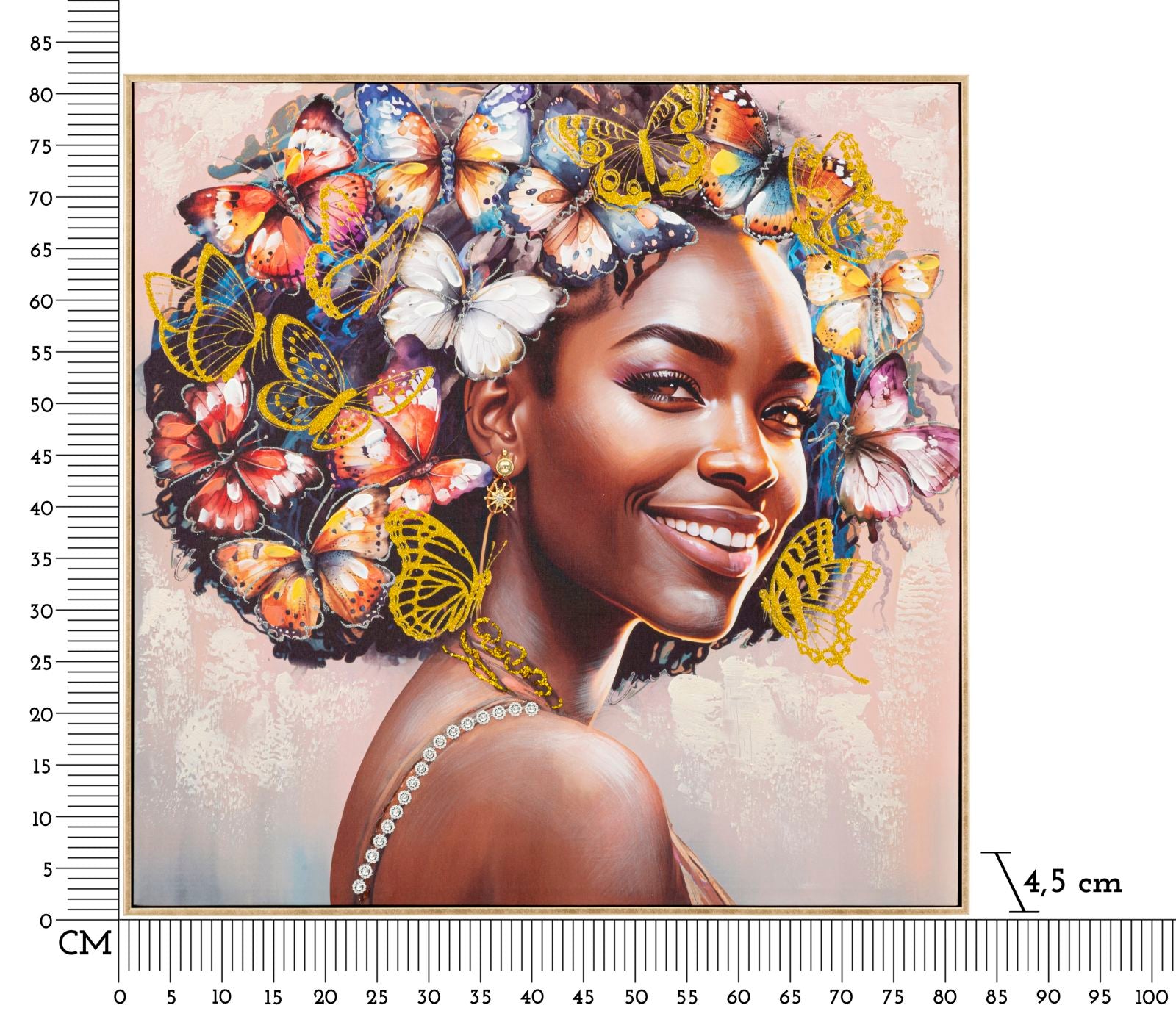 Pintura em Tela – Multicolor – Metal Dourado, Madeira de Abeto