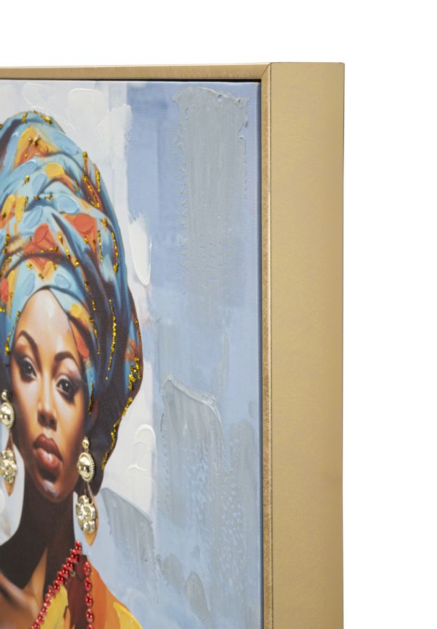 Quadro Moderno – Multicolor – metal dourado, madeira de abeto