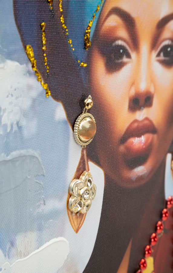 Quadro Moderno – Multicolor – metal dourado, madeira de abeto