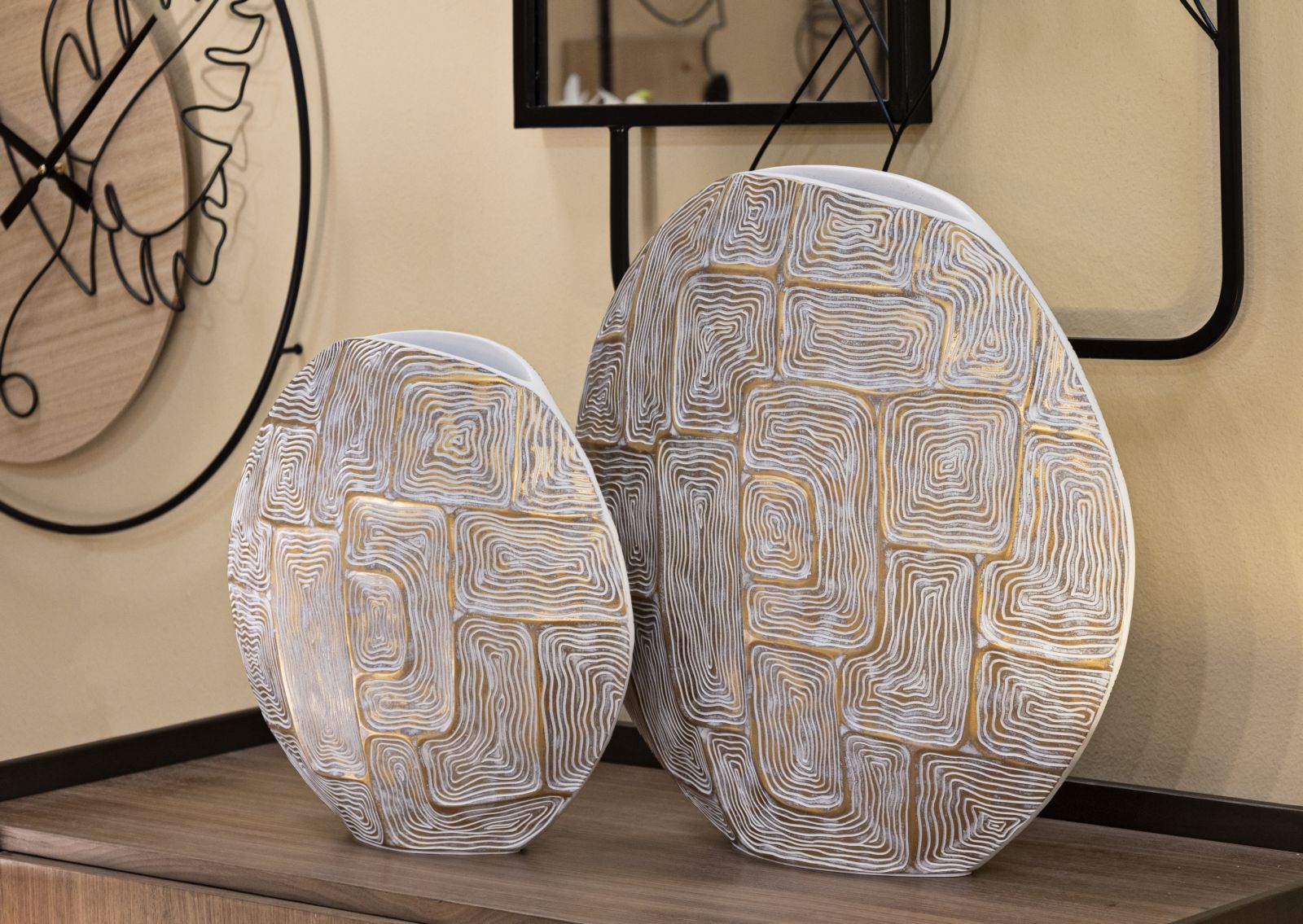 Vaso de Resina MODERN – Dourado, Branco