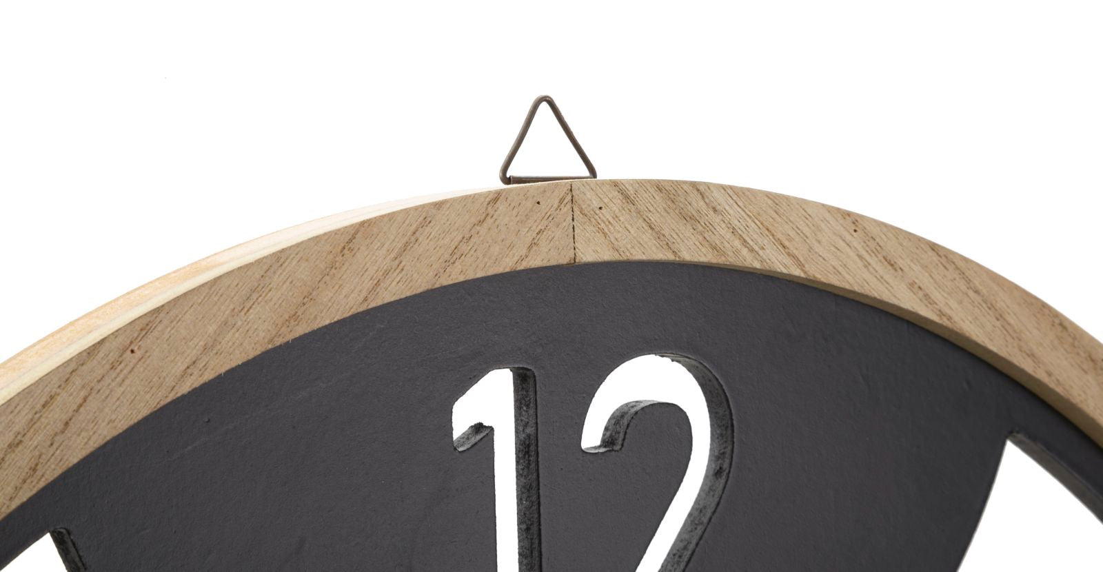 Relógio de Parede Redondo – Preto e Castanho – Metal e Madeira