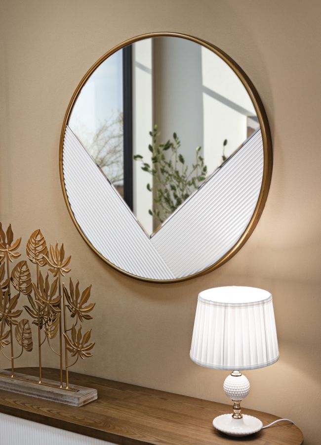Espelho de Parede Redondo MODERN – Branco e Dourado