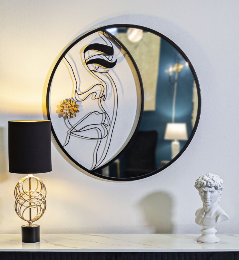Espelho de Parede em Forma de Crescente MODERN – Preto e Dourado