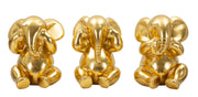 Conjunto de 3 Elefantes Sentados GLAM – Dourado