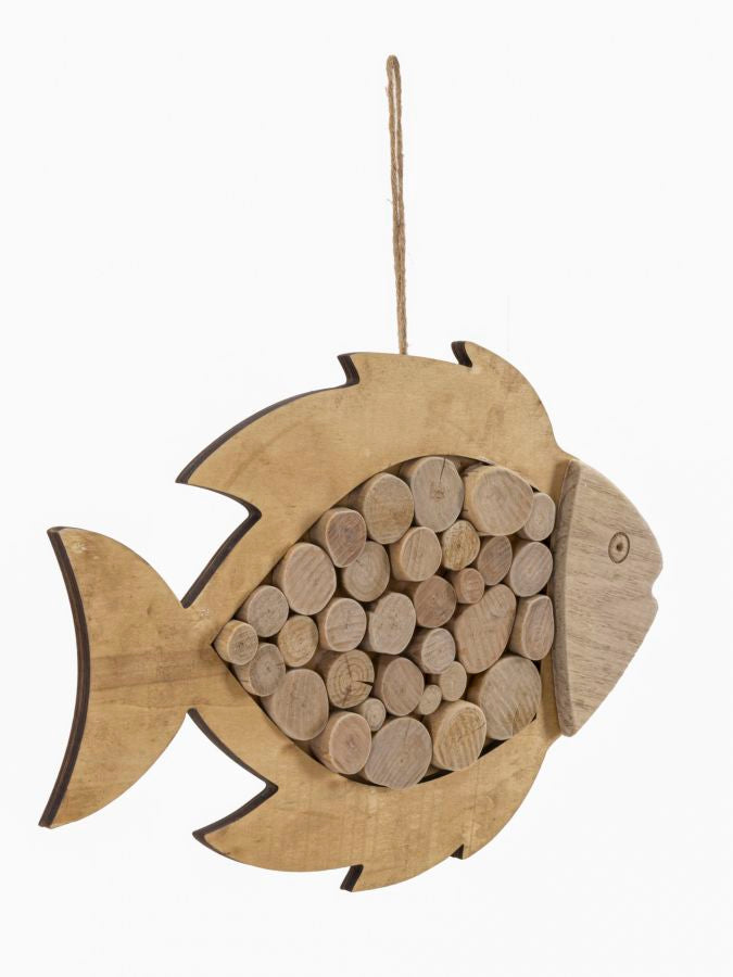 Escultura Suspensa em Forma de Peixe MODERN – Natural