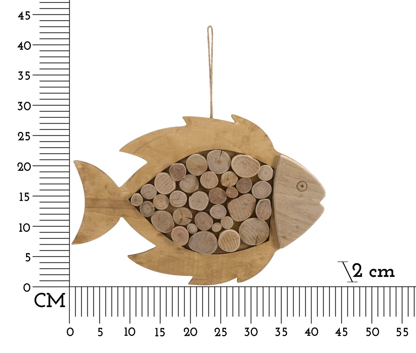 Escultura Suspensa em Forma de Peixe MODERN – Natural