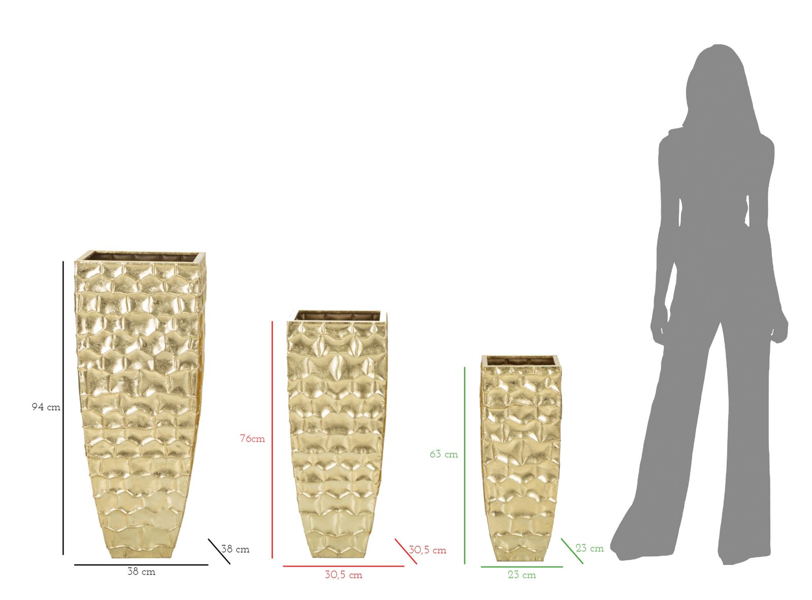Conjunto de Vasos Quadrados GLAM – Dourado