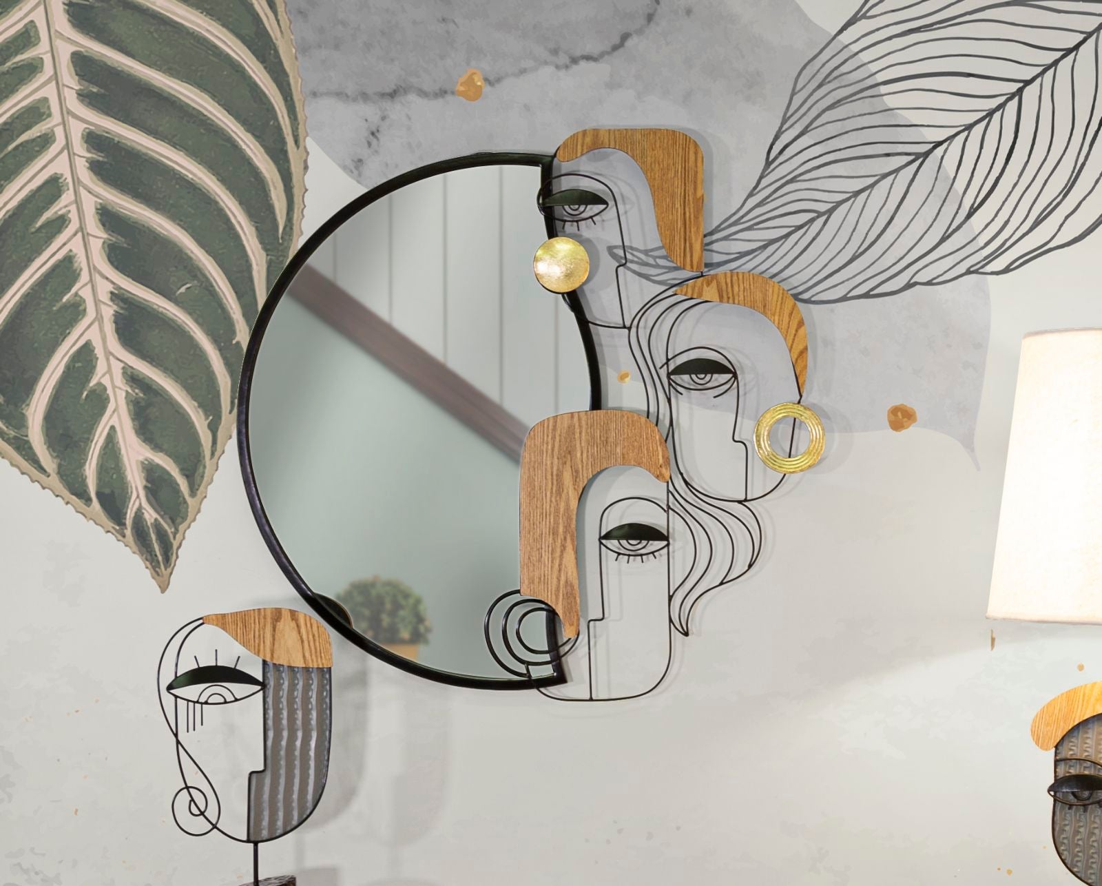Espelho de Parede MODERN – Preto, Castanho, Dourado