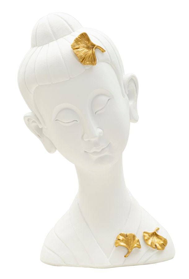 Cabeça de Buda Elegante GLAM – Branco e Dourado