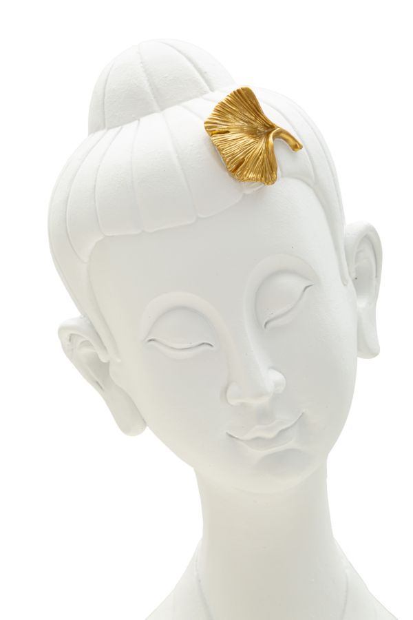 Cabeça de Buda Elegante GLAM – Branco e Dourado