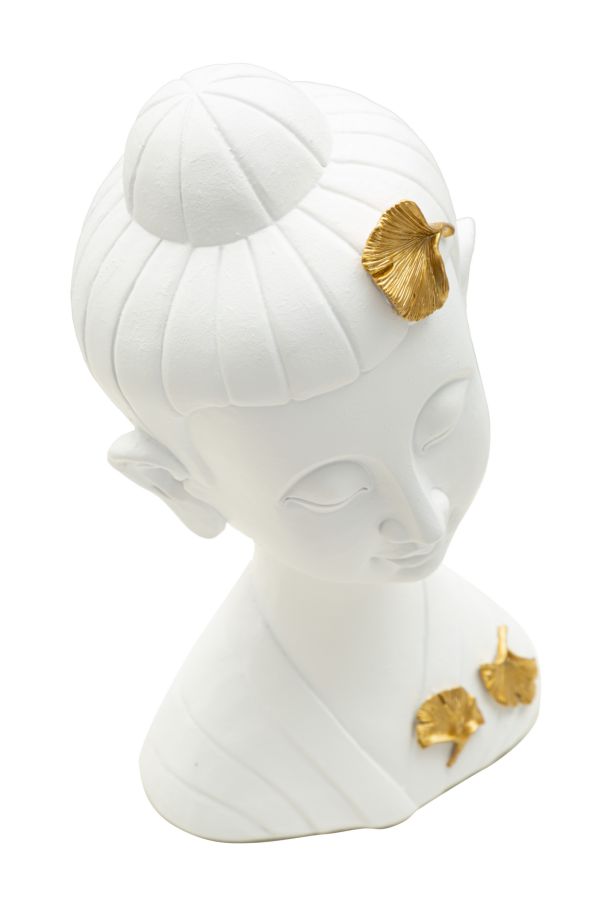 Cabeça de Buda Elegante GLAM – Branco e Dourado