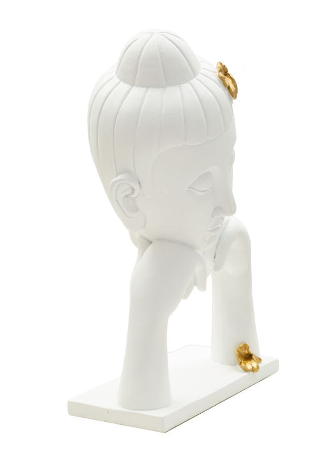 Cabeça de Buda Elegante GLAM – Branco e Dourado