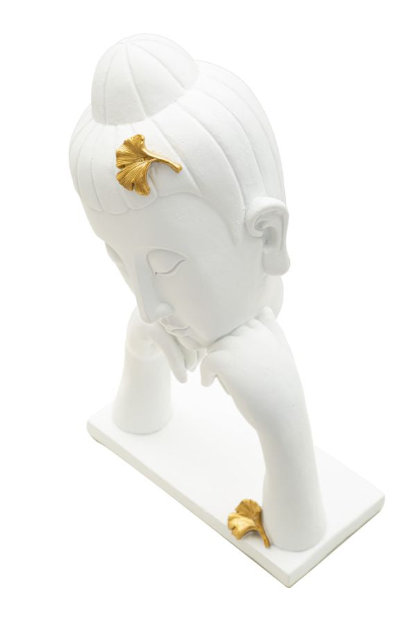 Cabeça de Buda Elegante GLAM – Branco e Dourado