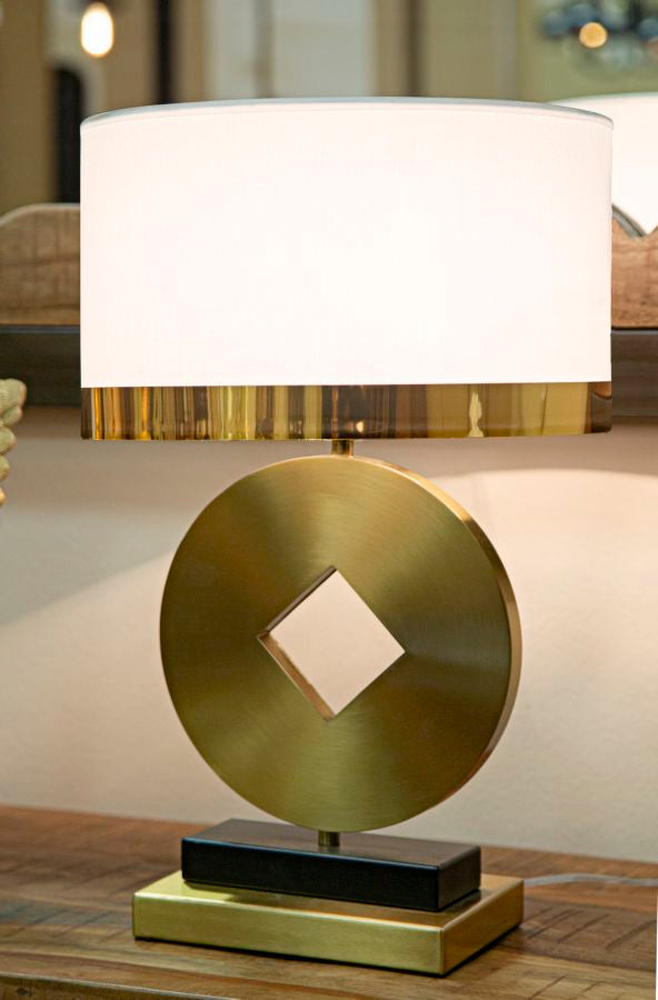 Candeeiro de Mesa GLAM – Dourado e Branco