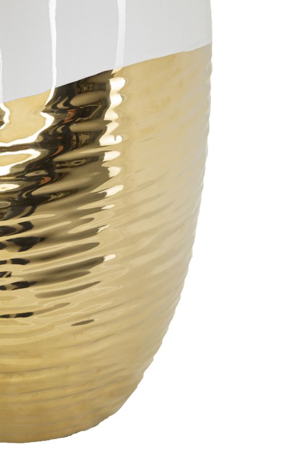 Vaso Cerâmico GLAM – Branco e Dourado