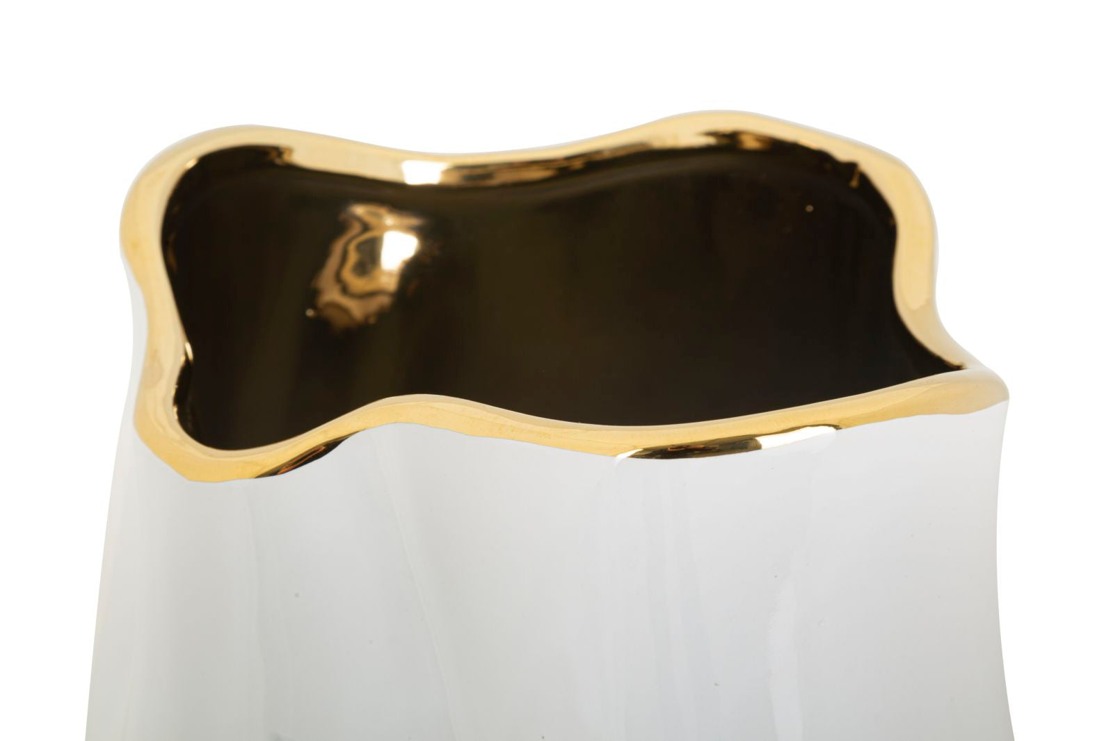 Vaso Cerâmico GLAM – Branco e Dourado