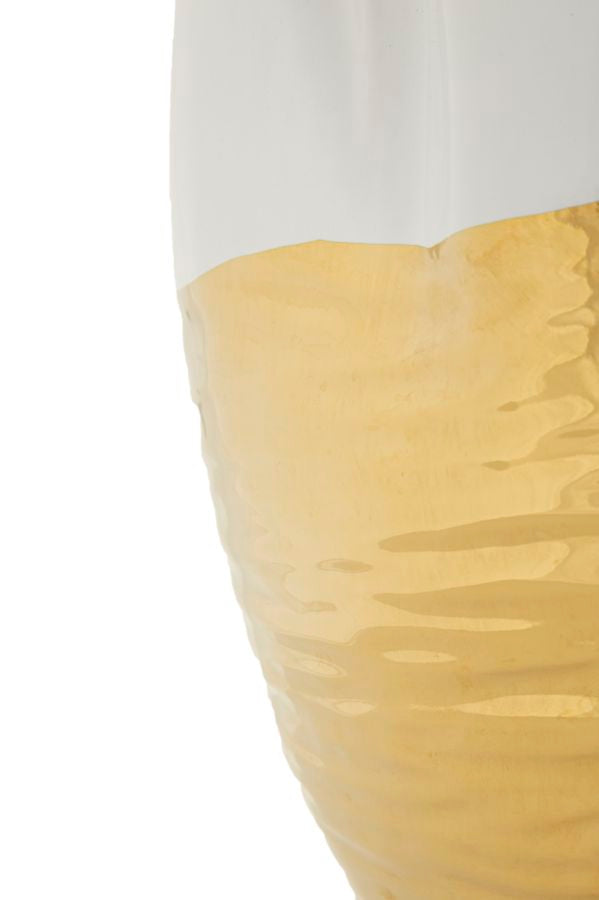 Vaso Cerâmico GLAM – Branco e Dourado