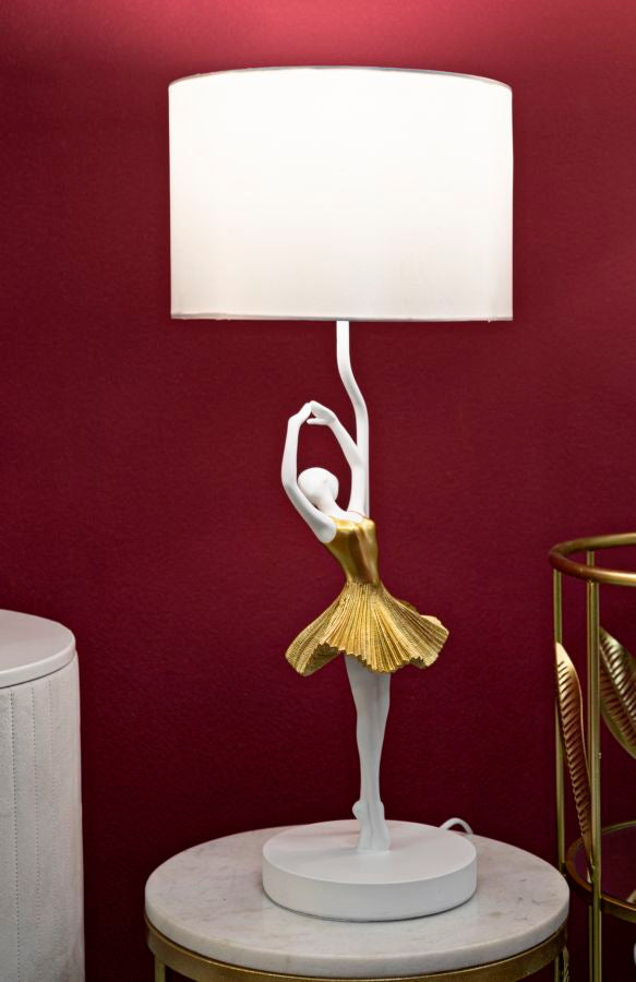 Candeeiro de Mesa GLAM – Dourado e Branco