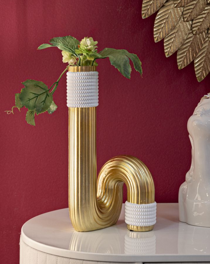Vaso Elegante GLAM – Dourado e Branco