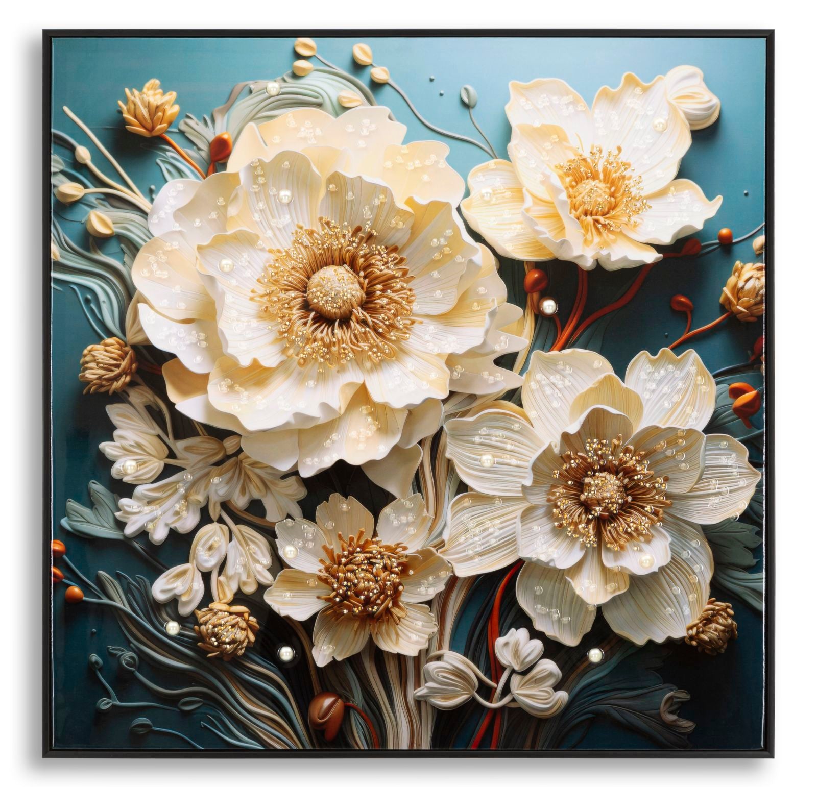 Pintura em tela – Multicolor – Madeira e metal