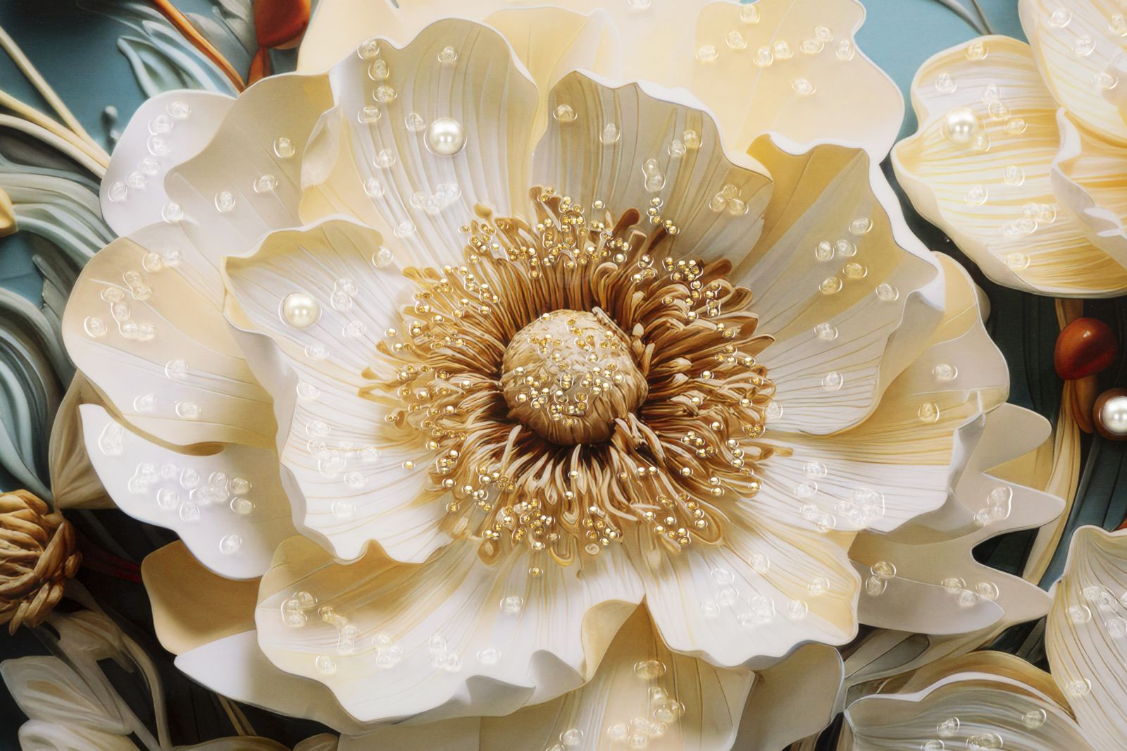 Pintura em tela – Multicolor – Madeira e metal