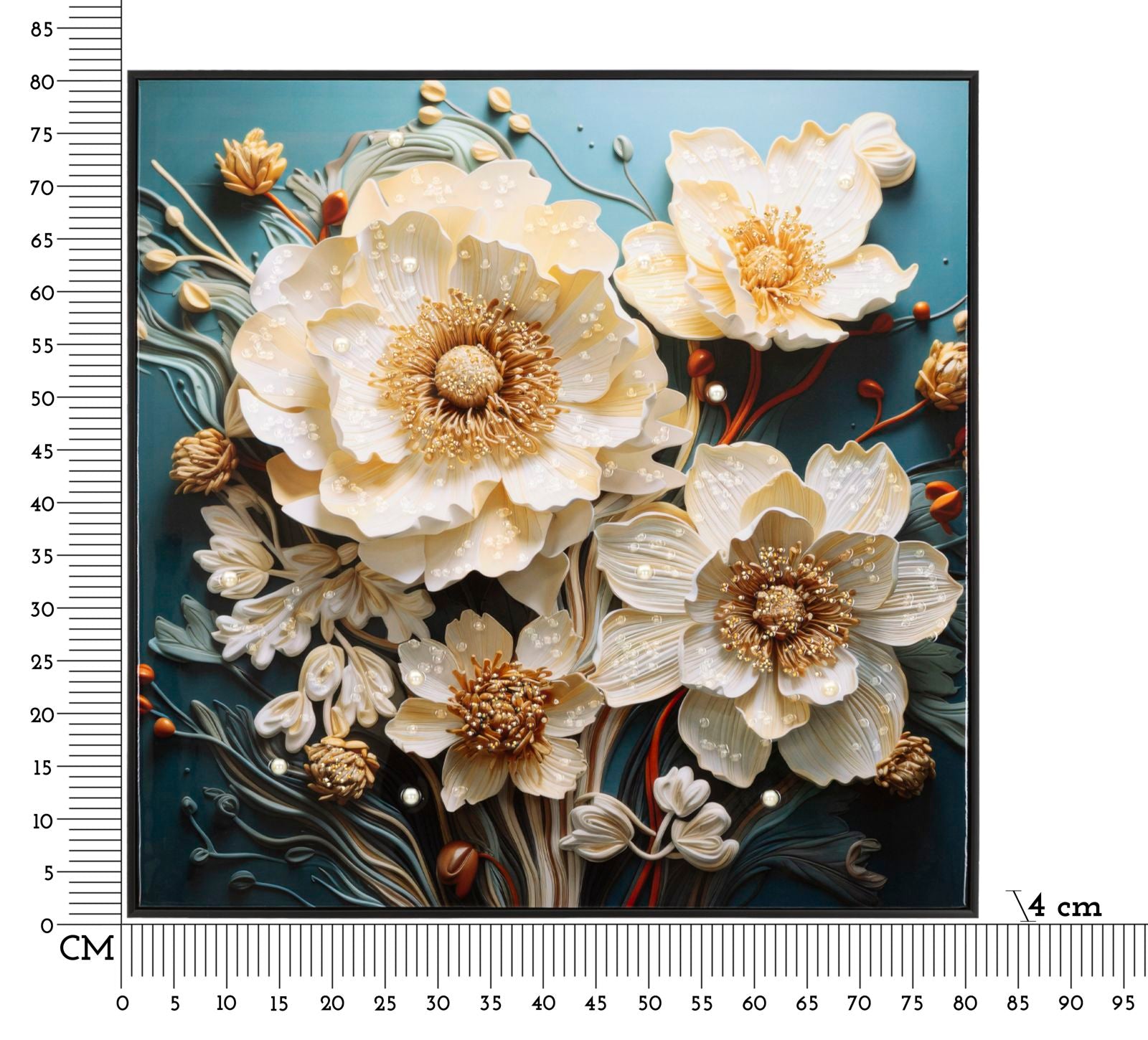 Pintura em tela – Multicolor – Madeira e metal