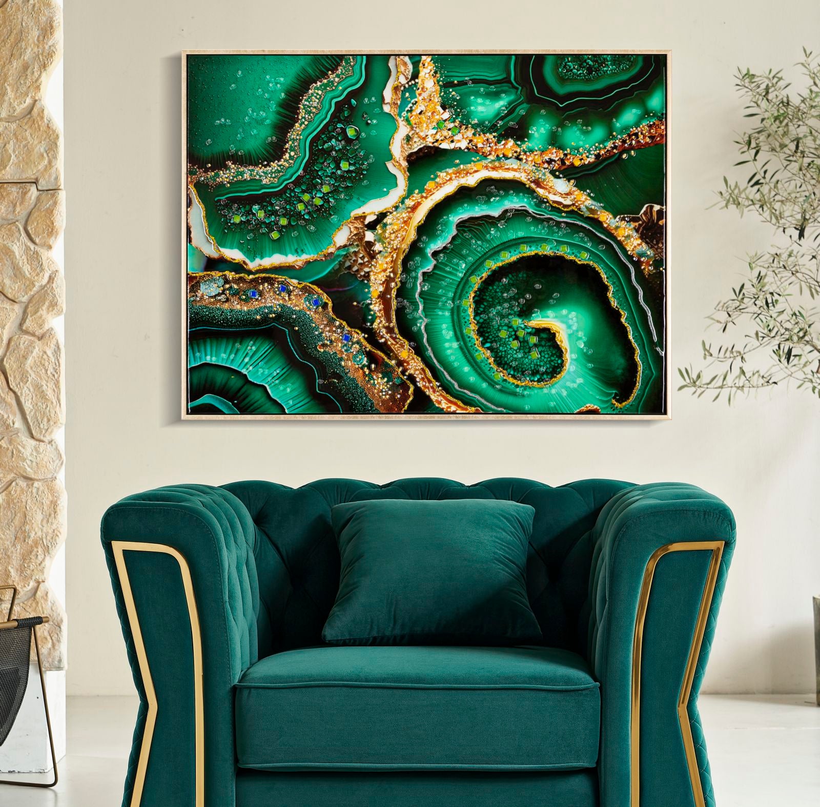 Pintura em Tela – Multicolor – Madeira de Abeto – Metal dourado