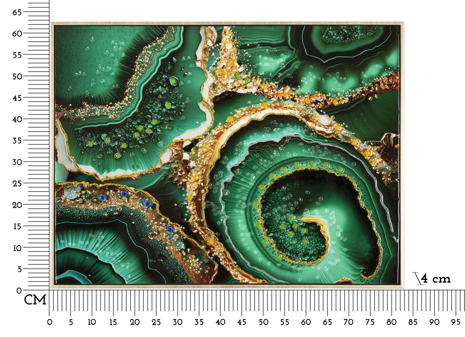 Pintura em Tela – Multicolor – Madeira de Abeto – Metal dourado