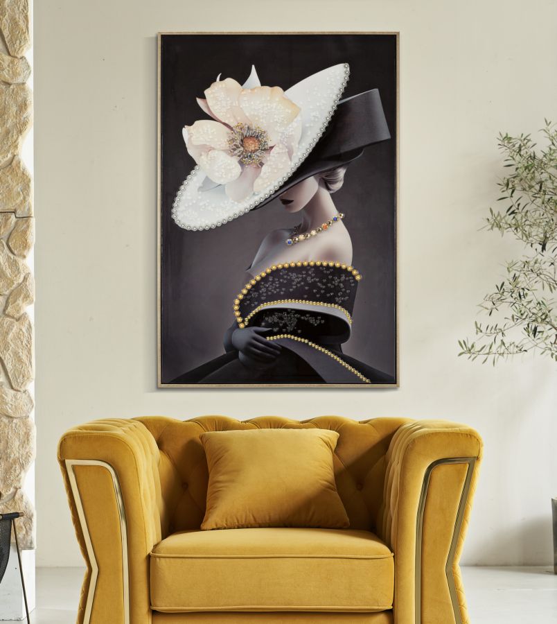 Pintura em Tela – Multicolor – Moldura de madeira e metal