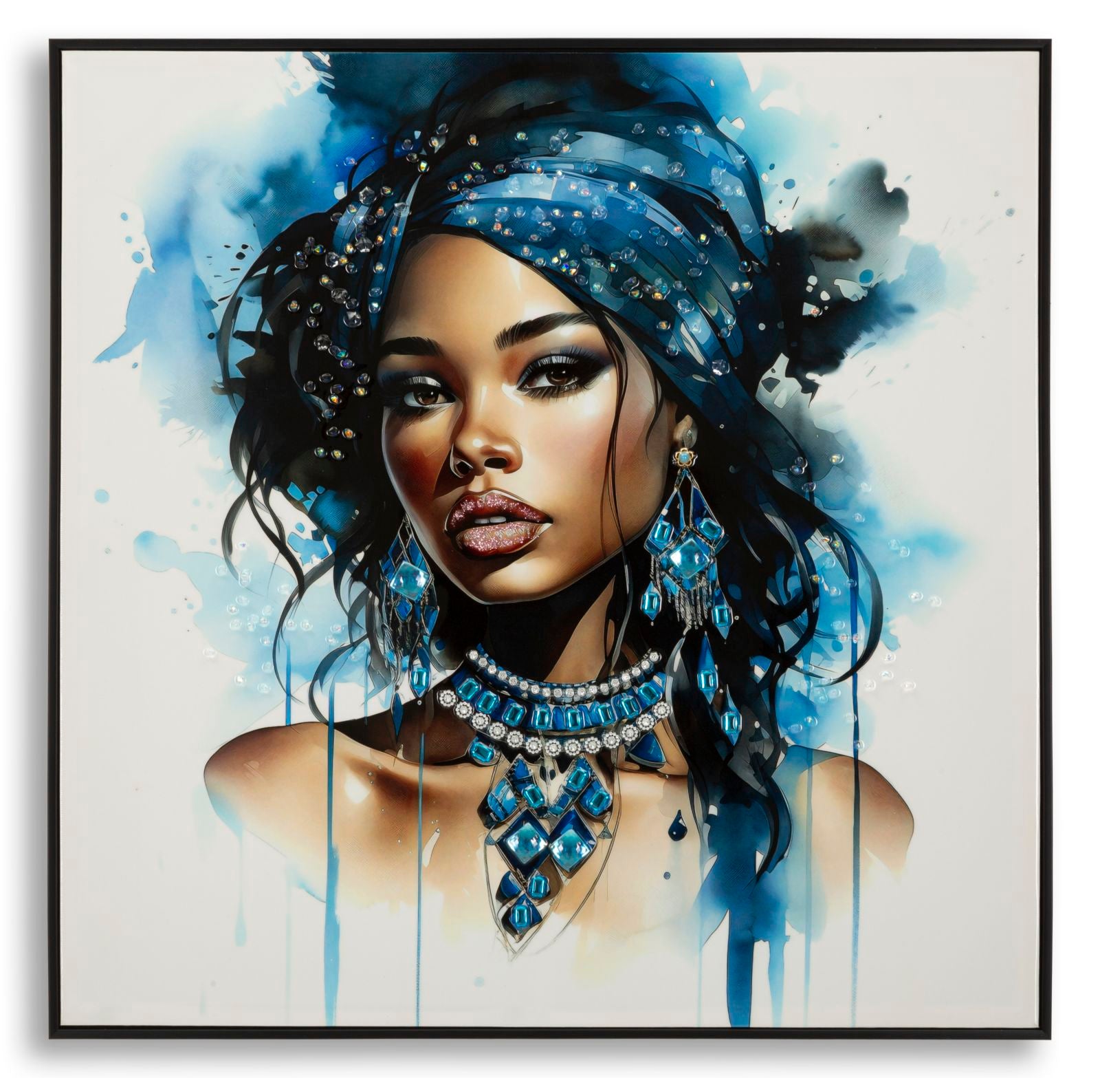 Pintura em tela – Multicolor – Madeira de pinho e metal