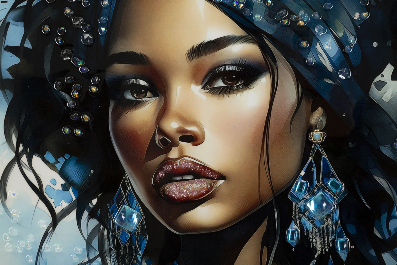 Pintura em tela – Multicolor – Madeira de pinho e metal