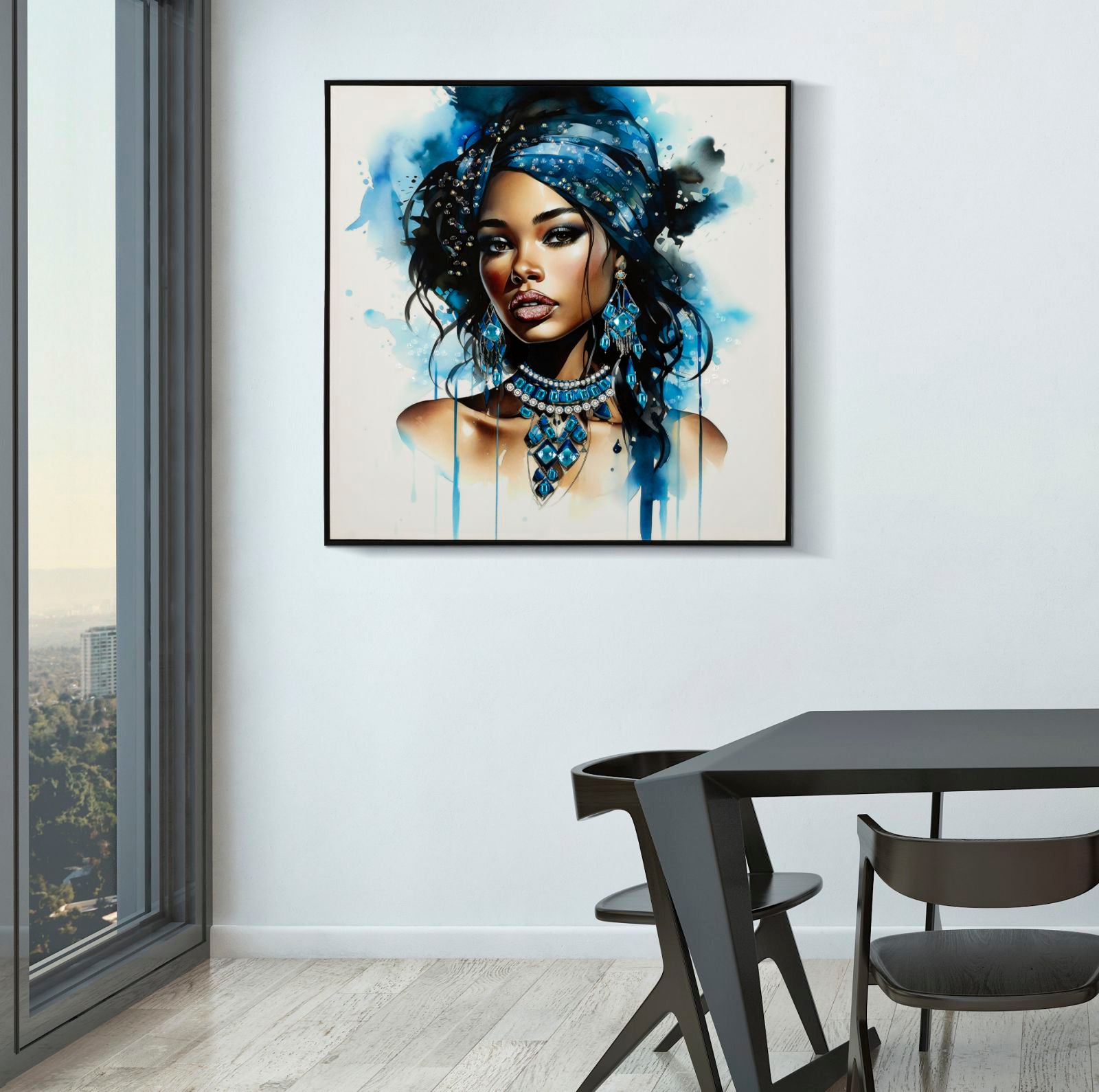 Pintura em tela – Multicolor – Madeira de pinho e metal