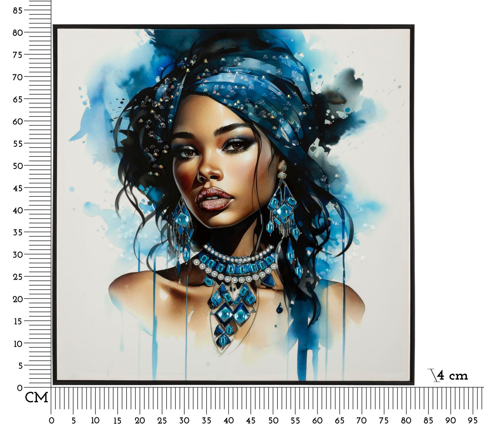 Pintura em tela – Multicolor – Madeira de pinho e metal