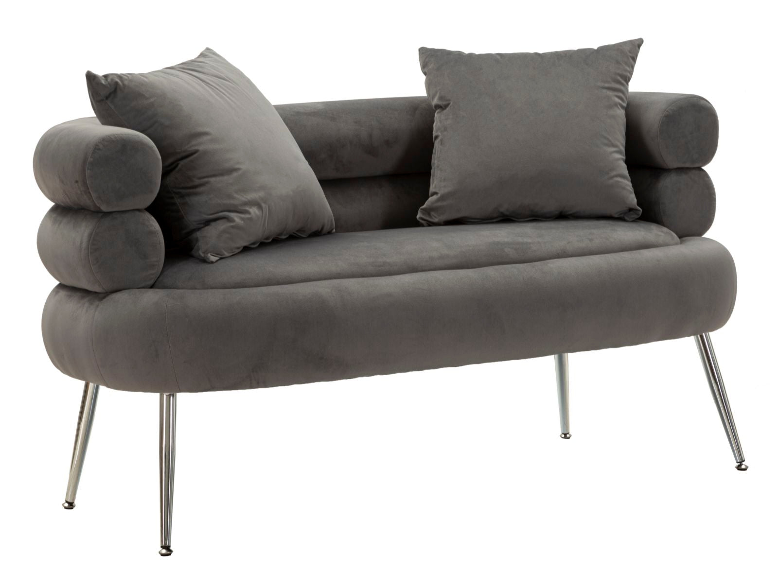 Sofá de Dois Lugares GLAM – Cinzento e Prateado