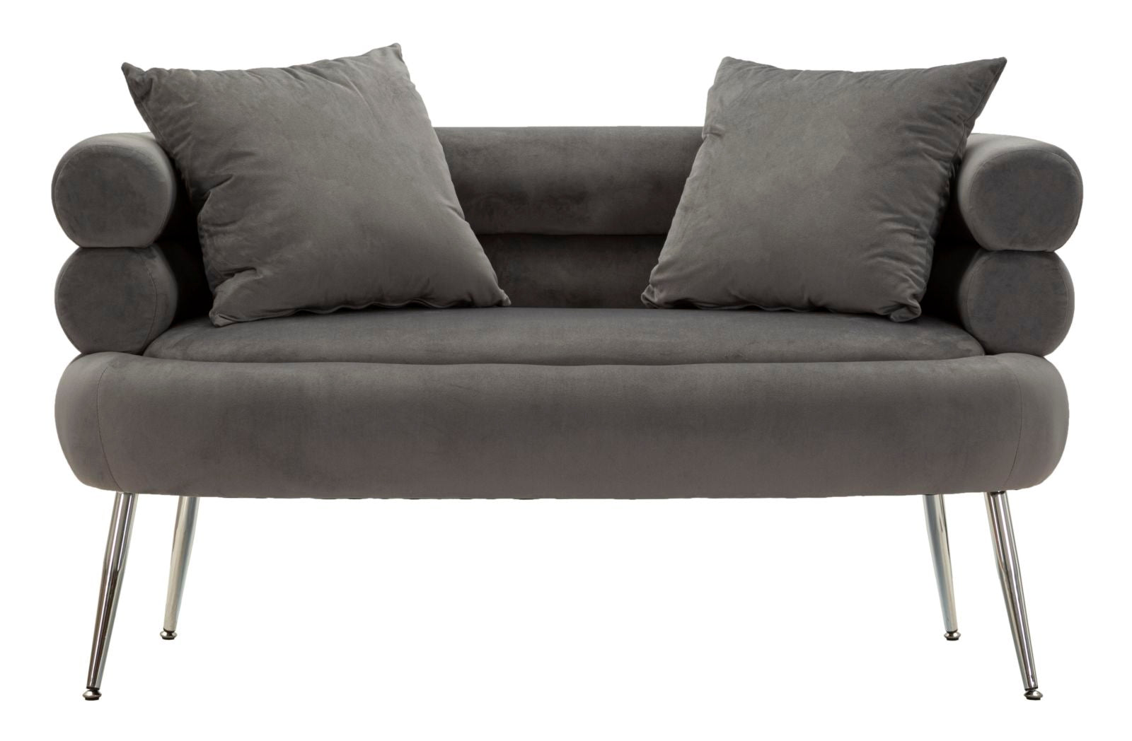 Sofá de Dois Lugares GLAM – Cinzento e Prateado