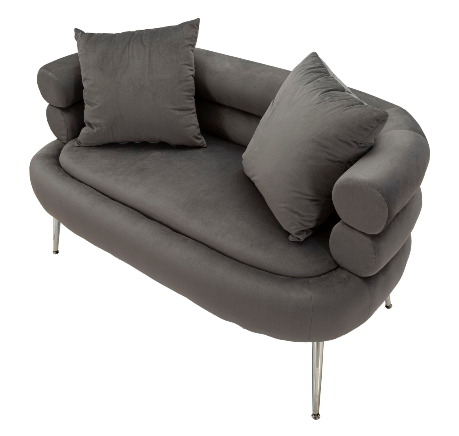 Sofá de Dois Lugares GLAM – Cinzento e Prateado