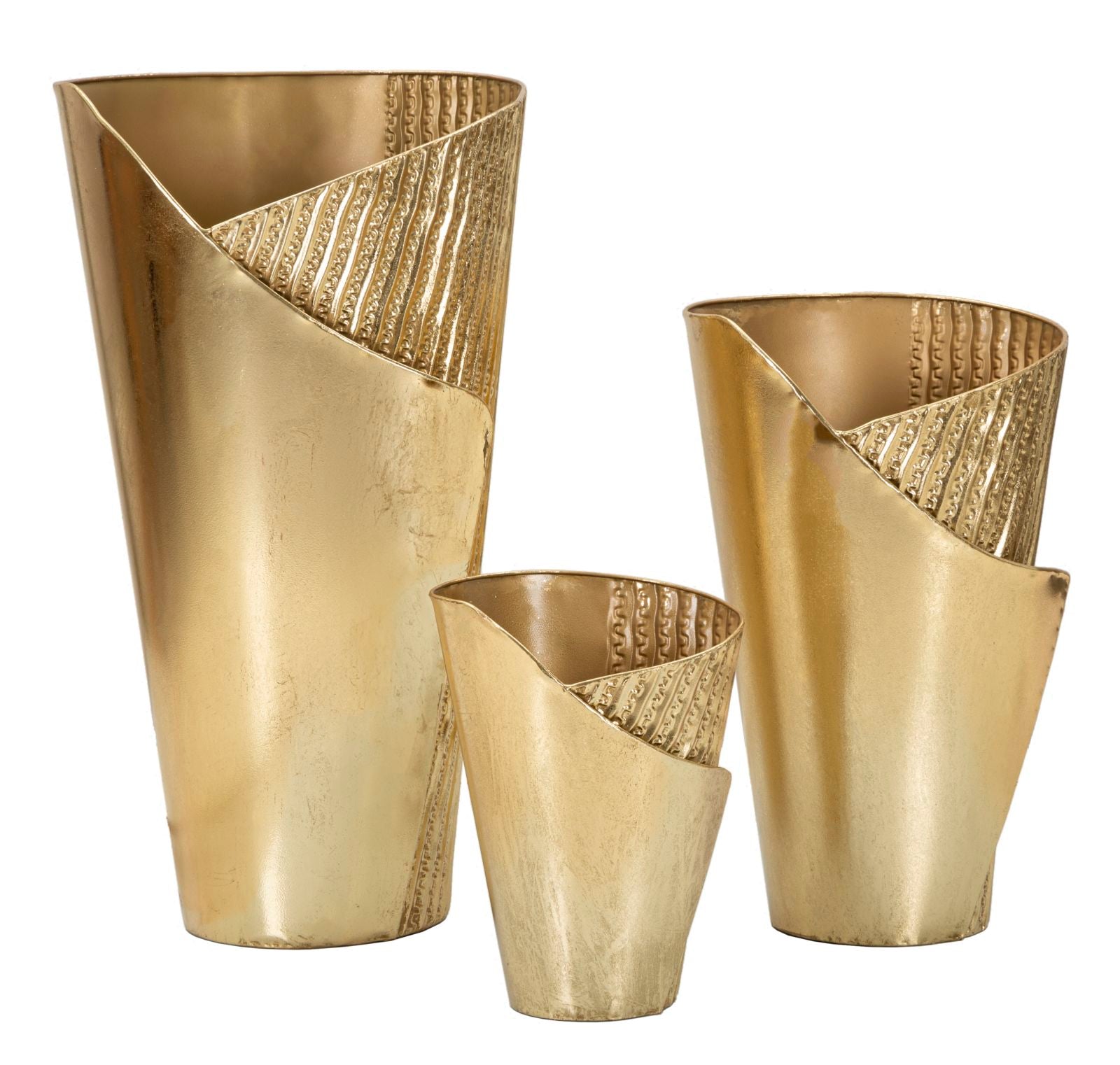 Conjunto de 3 Vasos Elegantes GLAM – Dourado