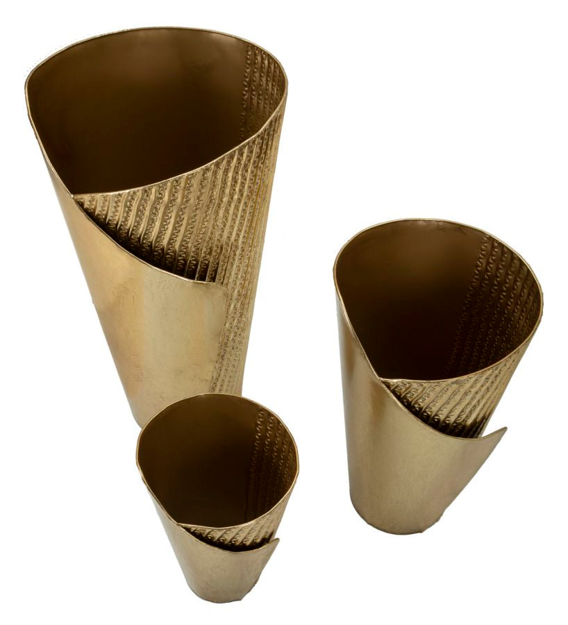 Conjunto de 3 Vasos Elegantes GLAM – Dourado