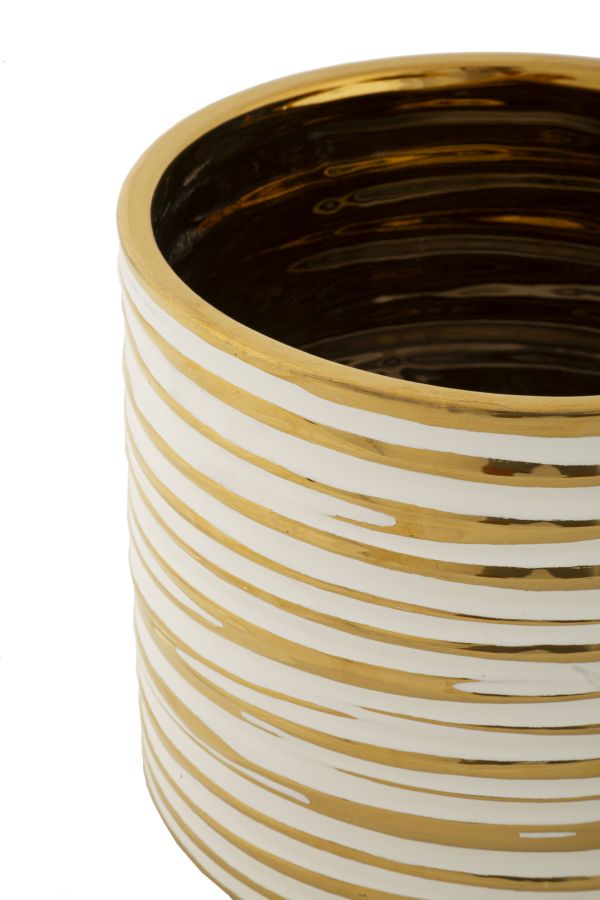 Conjunto de Dois Vasos Cerâmicos GLAM – Branco e Dourado