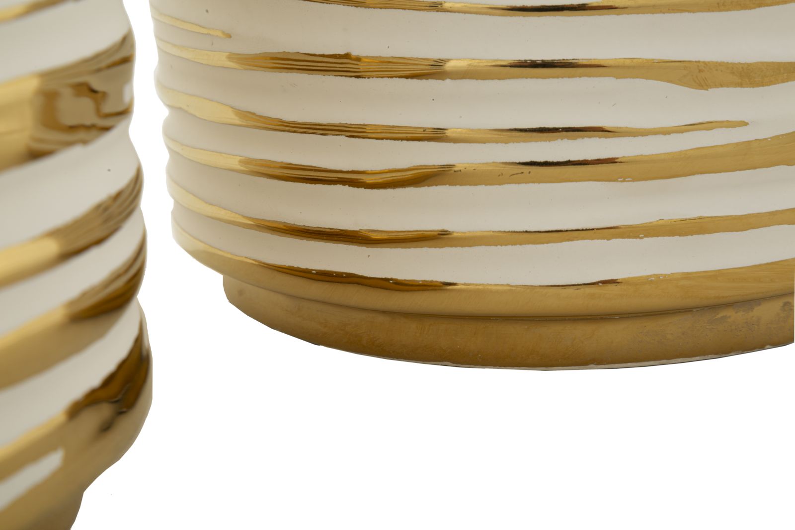 Conjunto de Dois Vasos Cerâmicos GLAM – Branco e Dourado
