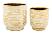 Conjunto de Dois Vasos Cerâmicos GLAM – Branco e Dourado