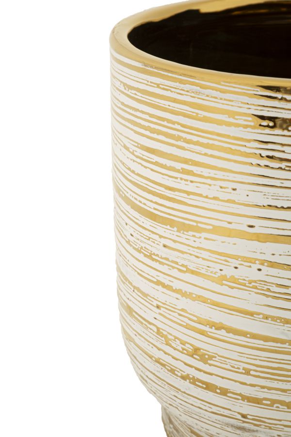 Conjunto de Dois Vasos Cerâmicos GLAM – Branco e Dourado
