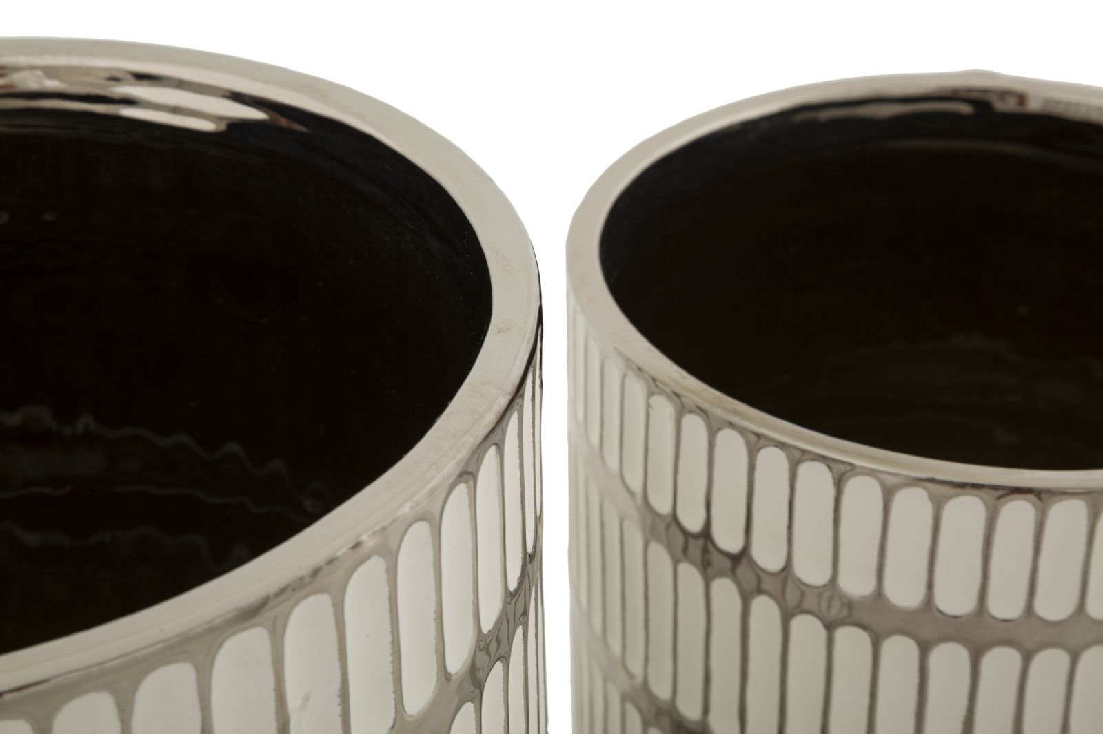 Conjunto de Dois Vasos Cerâmicos GLAM – Branco e Prata