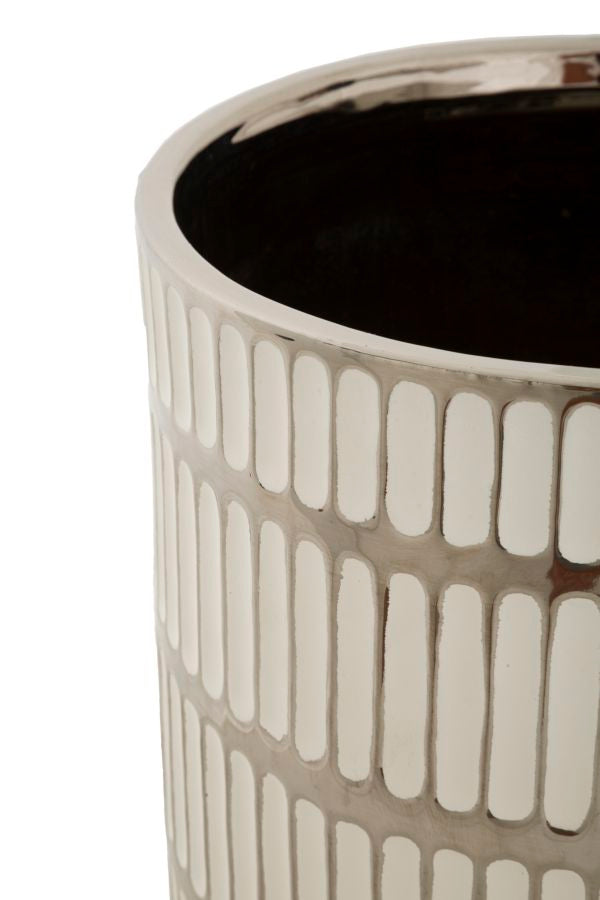 Conjunto de Dois Vasos Cerâmicos GLAM – Branco e Prata