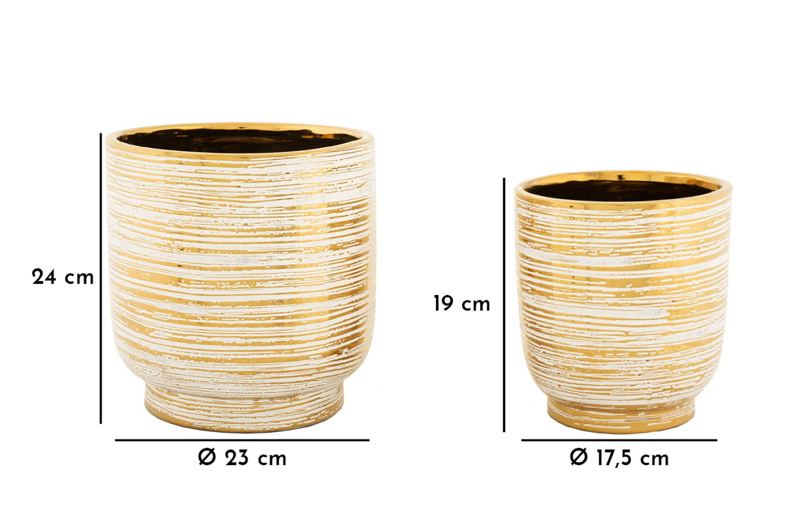 Conjunto de Dois Vasos Cerâmicos GLAM – Branco e Dourado