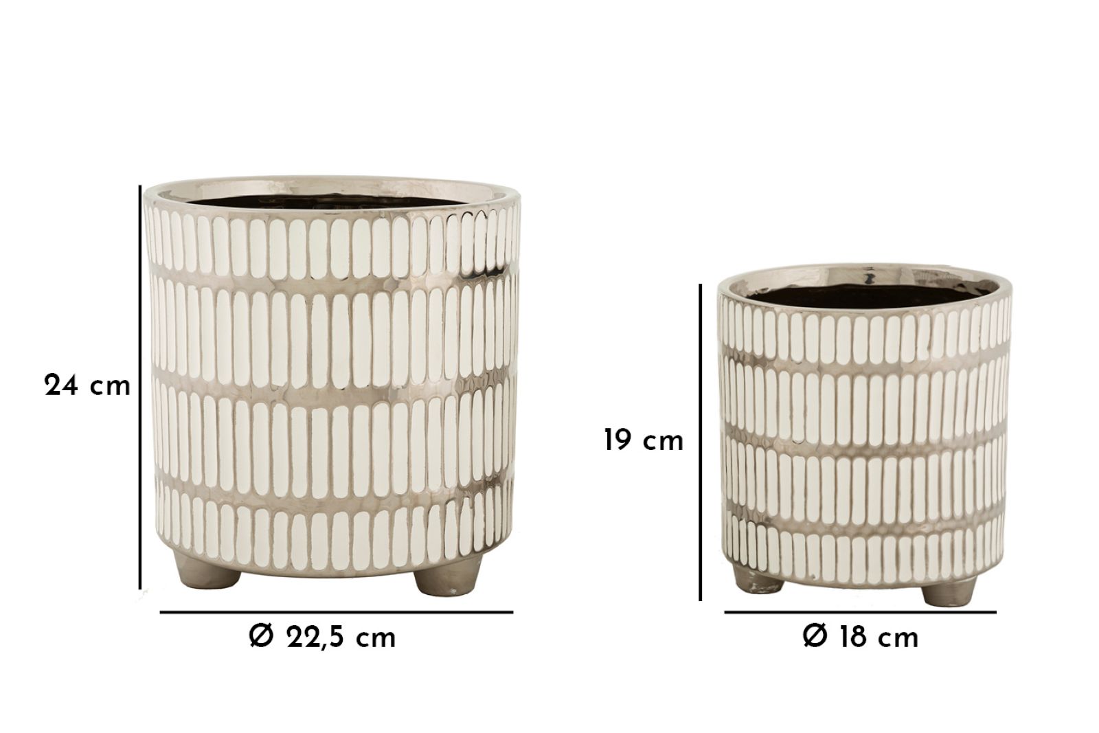 Conjunto de Dois Vasos Cerâmicos GLAM – Branco e Prata